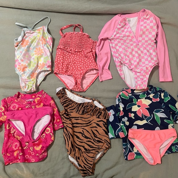 Other - Pink and White Checkered Kids One Piece Swimsuit